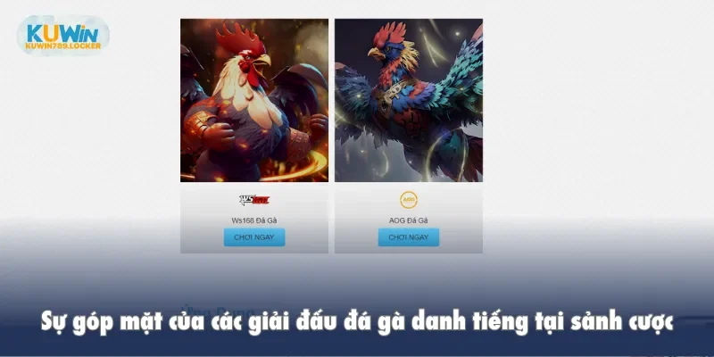Sự góp mặt của các giải đấu đá gà danh tiếng tại sảnh cược